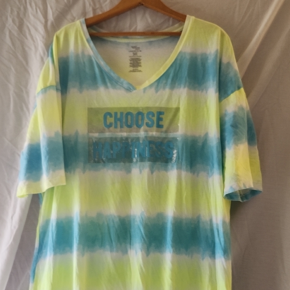 Secret Treasures Tie-Dye Top - Blue and Yellow